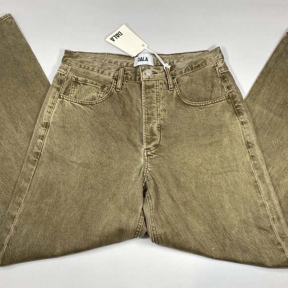 Dala Women’s Jeans Dark Olive Green Size 27 Shore Full Loose Straight Cotton - Picture 1 of 8